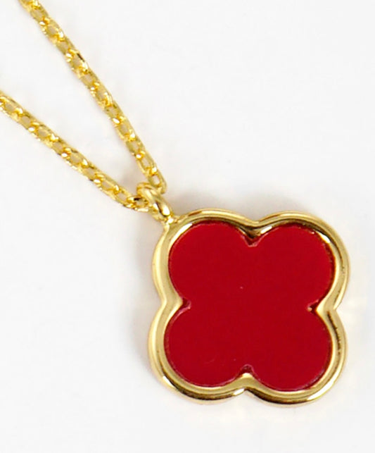 Red Gold Dipped Quatrefoil Necklace