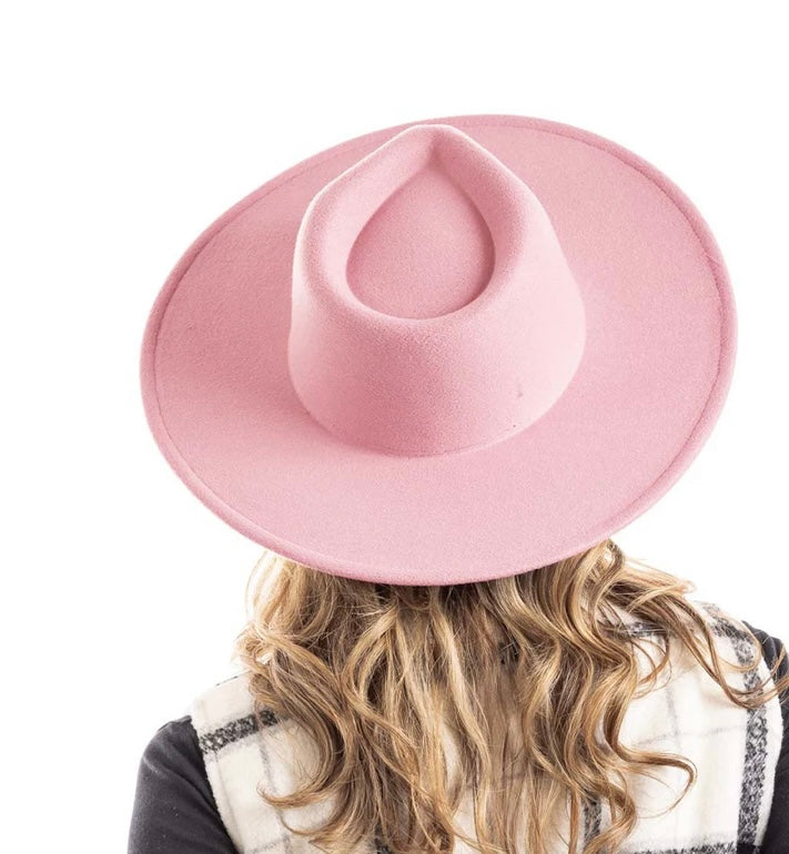 Light Pink Wide Brim Felt Hat