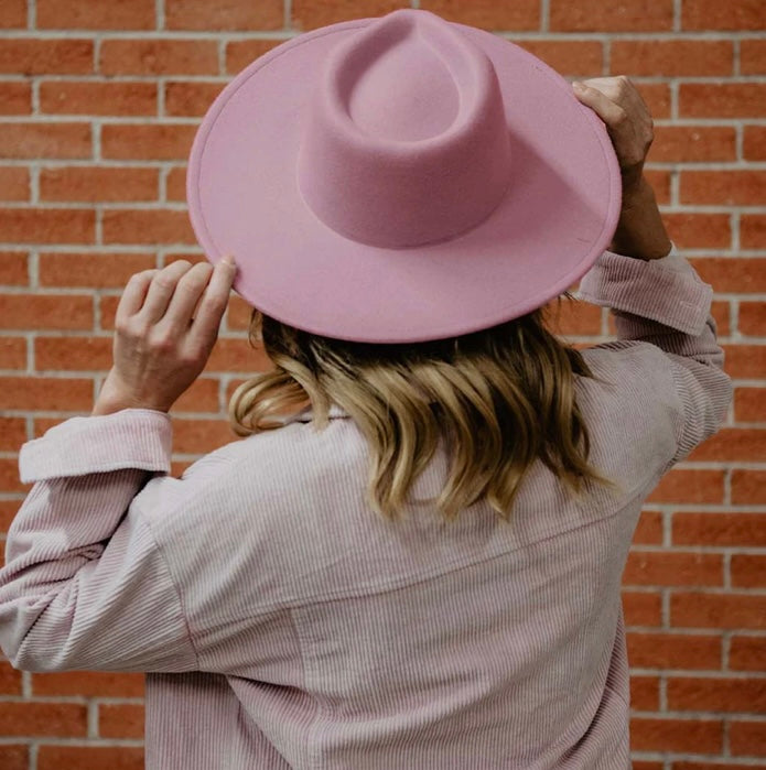 Light Pink Wide Brim Felt Hat