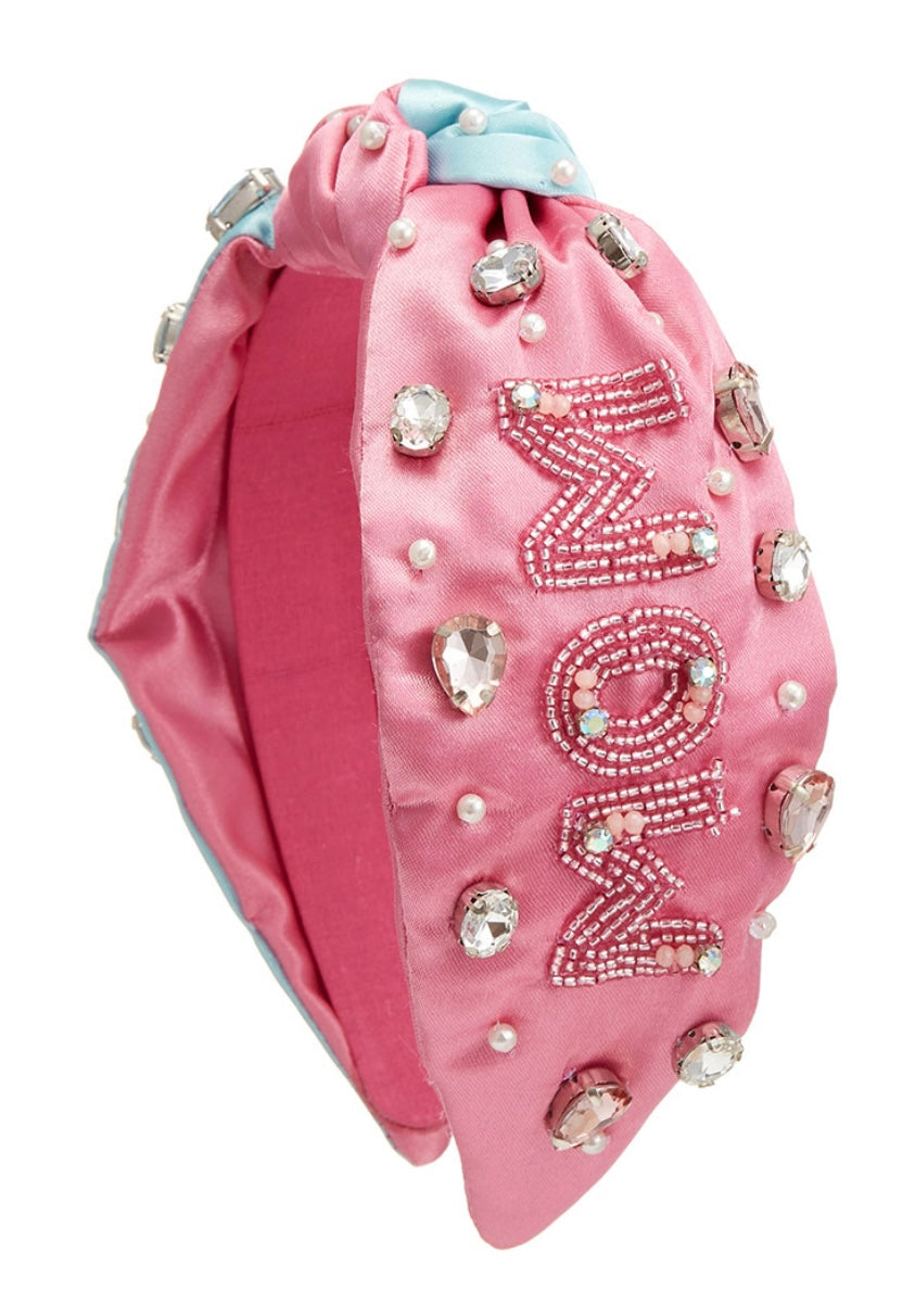 MOM Gender Reveal Headband with Jewels