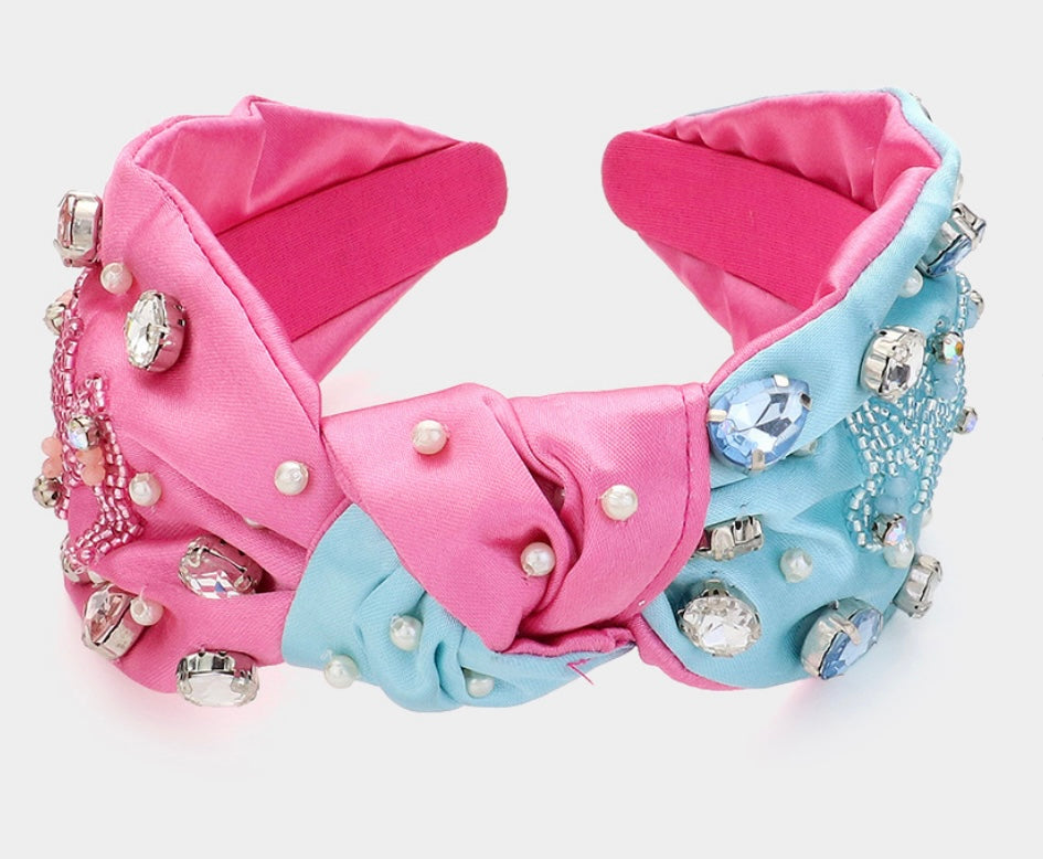 MOM Gender Reveal Headband with Jewels