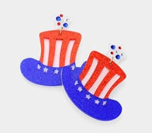 American Flag Hat Earrings