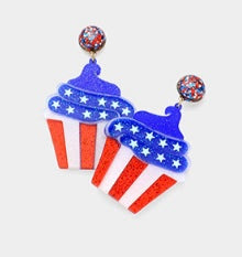 American Flag Cupcake Earrings