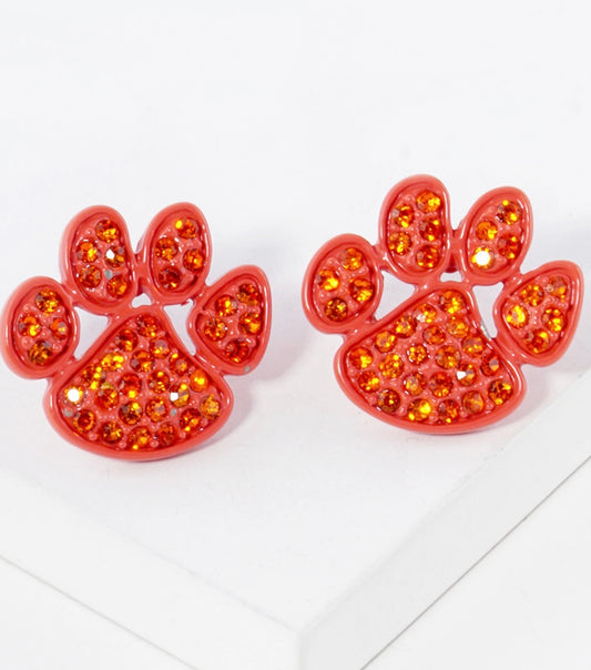 Gameday Orange Paw Stud Earrings