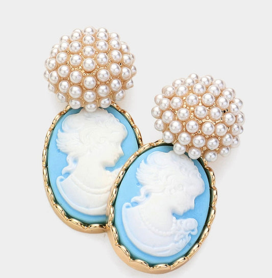 Pearl Cameo Earrings