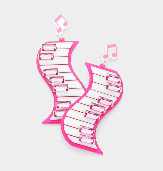 Pink Music Keyboard Earrings