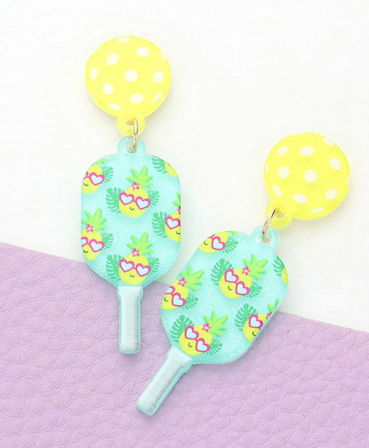 Pineapple Pickleball Earrings