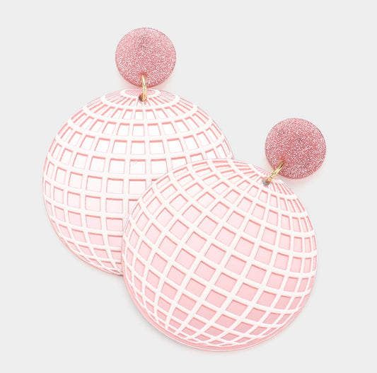 Pink Disco Ball Earrings