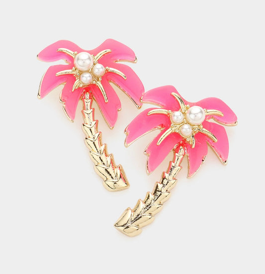 Pearl Palm Tree Earrings